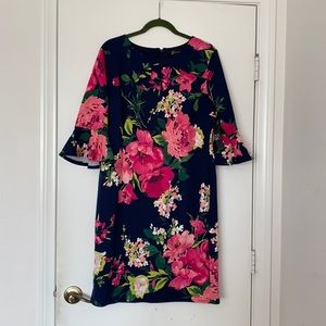 New York & Company Navy Blue Floral Dress XL